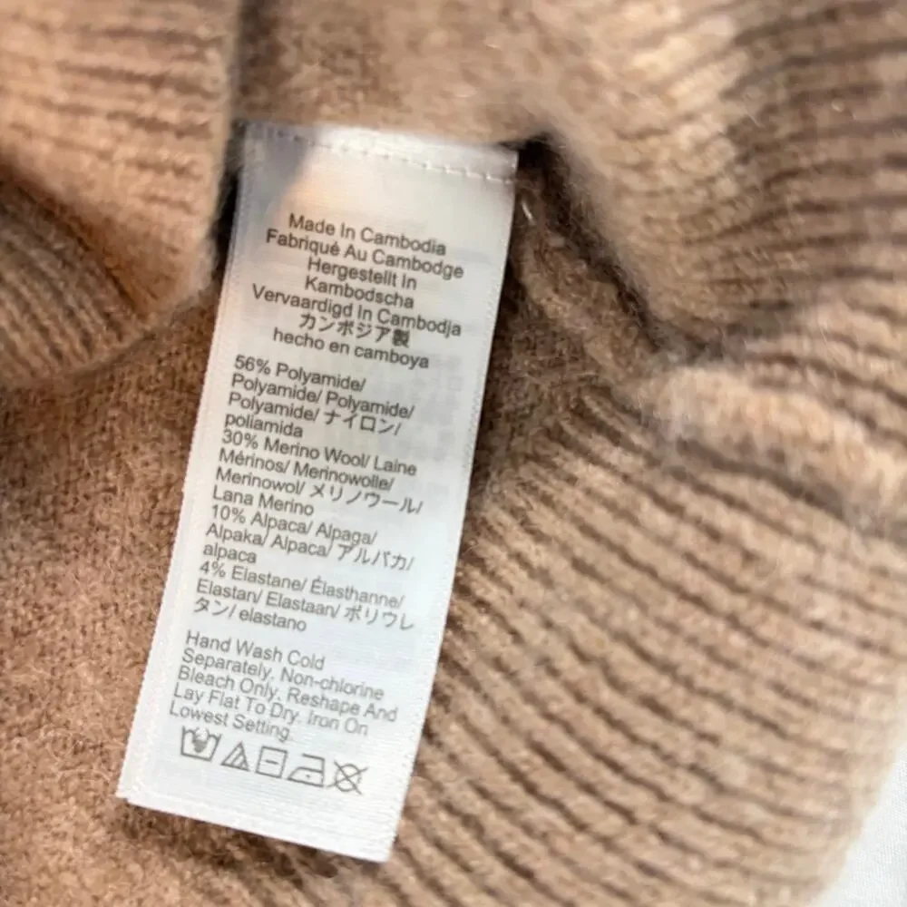 J Crew womens camel mock neck sweater. Size XS. merino wool alpaca blend. career